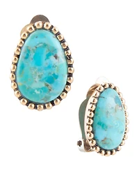 Barse Clip On Blue Turquoise Golden Earrings