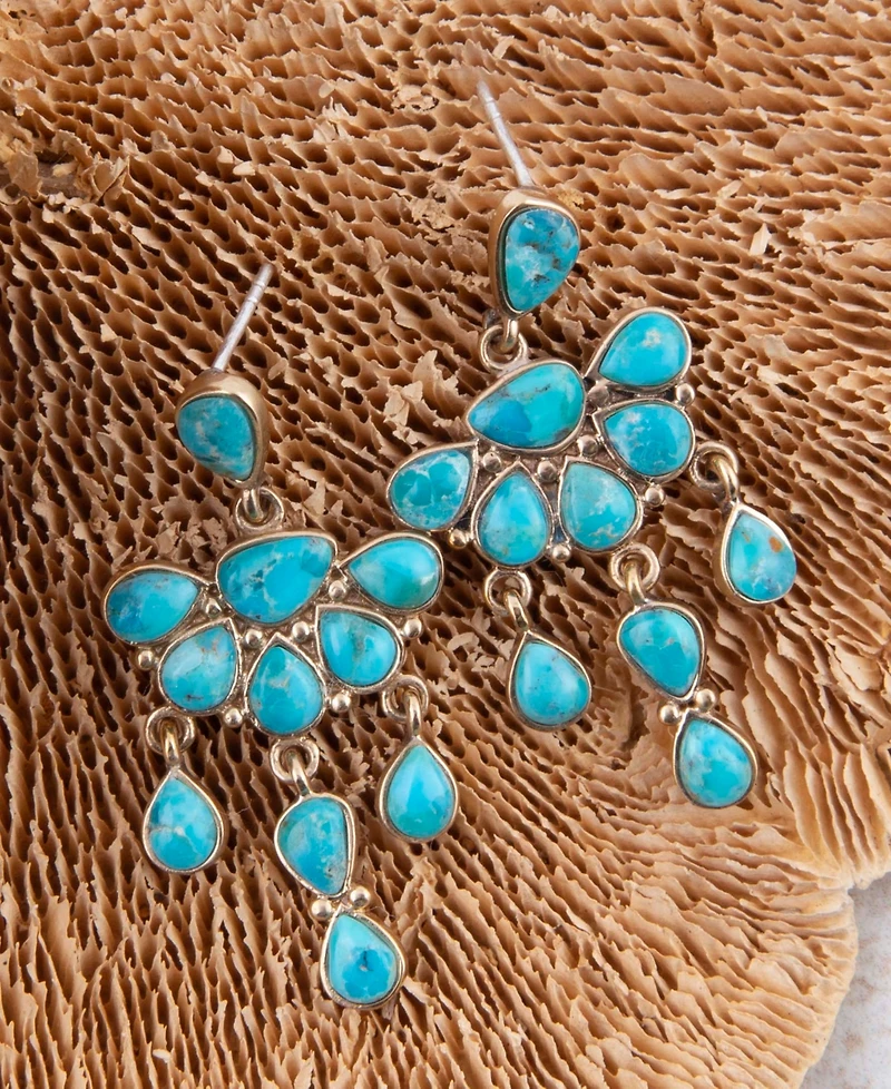 Barse Durango Blue Turquoise Golden Chandelier Earrings