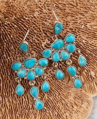 Barse Durango Blue Turquoise Golden Chandelier Earrings