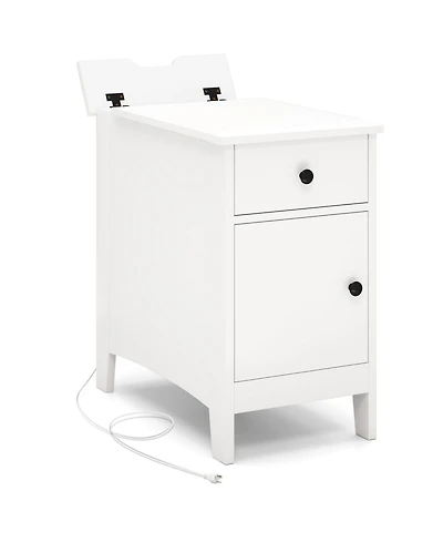 sumyeg Flip Top End Table with Charging Station Usb Ports Outlets and Drawer