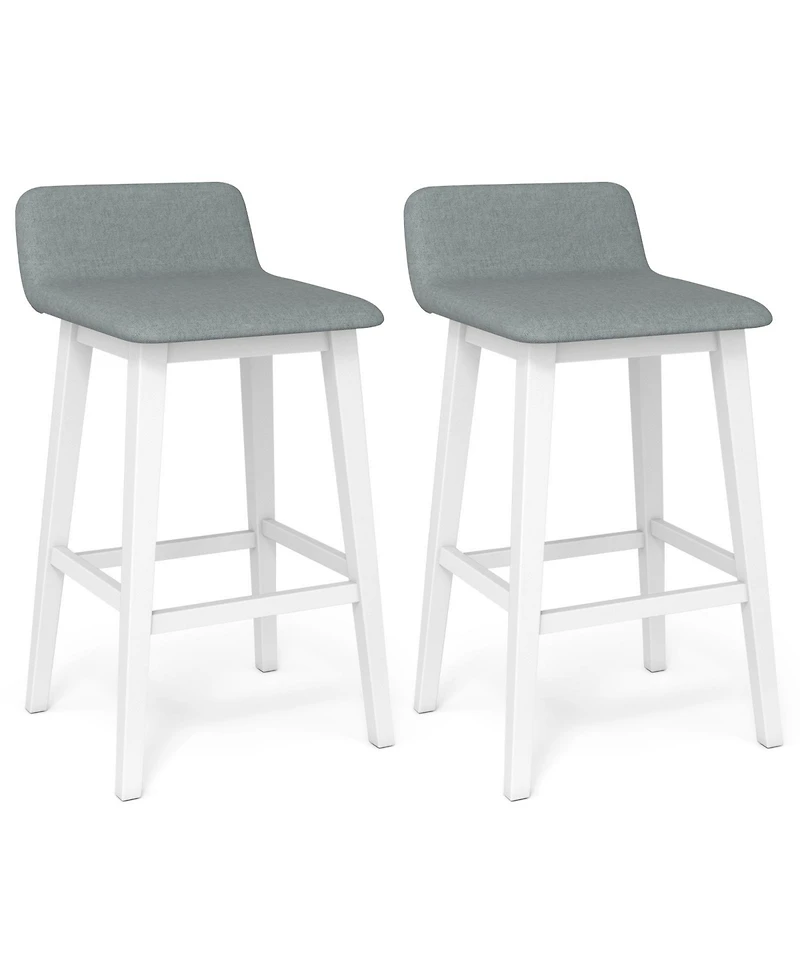 Gouun 29 in Low-Back Bar Stool Set of 2 with Padded Seat and Rubber Wood Legs