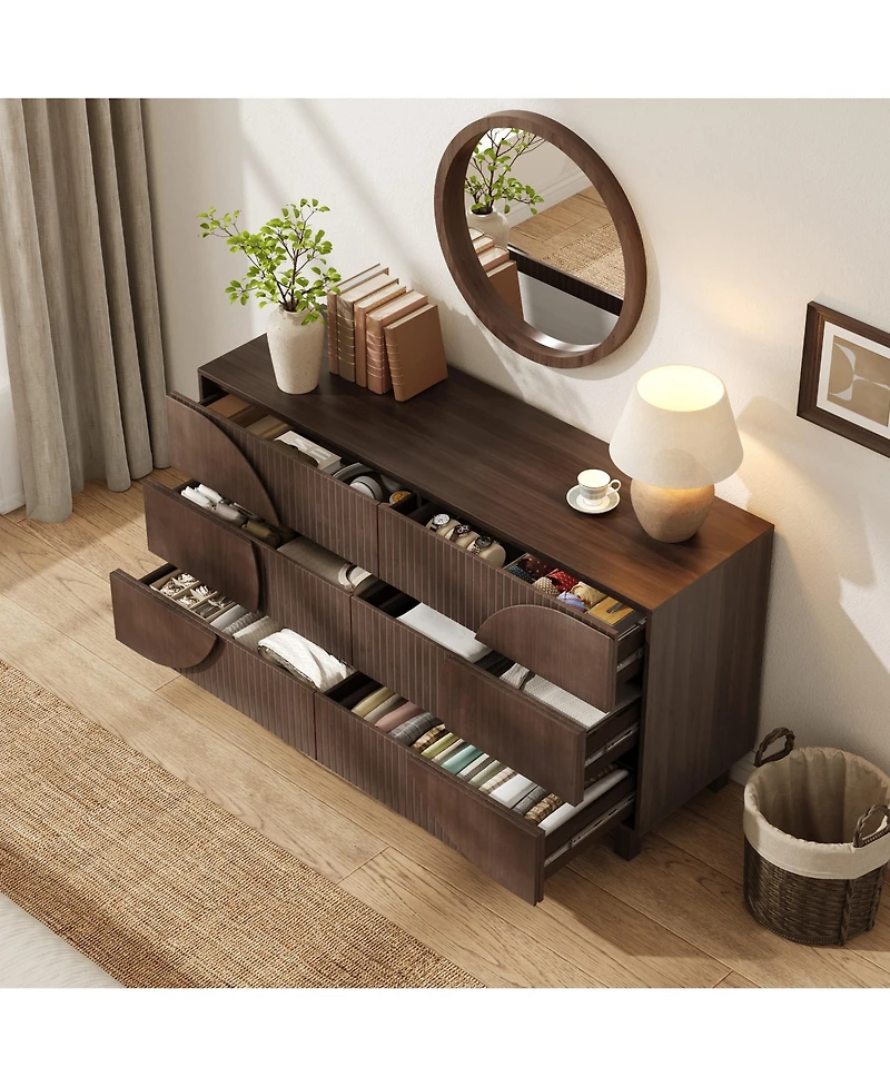 Rainsken 6 Drawer Fluted Dresser