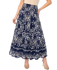 CeCe Women's Tiered Smock Waist Maxi Skirt