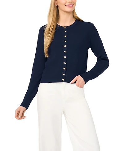 CeCe Women's Long-Sleeve Crewneck Rayon Cardigan