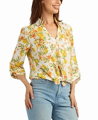 Bcx Women's Printed Collared Neck Shirt