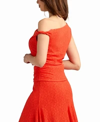 Bcx Women's Knit Lace Twist Neck Top