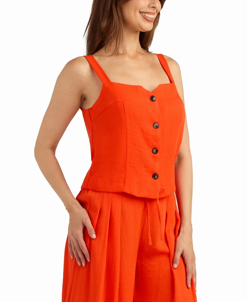 Bcx Women's Gauze Square Neck Top