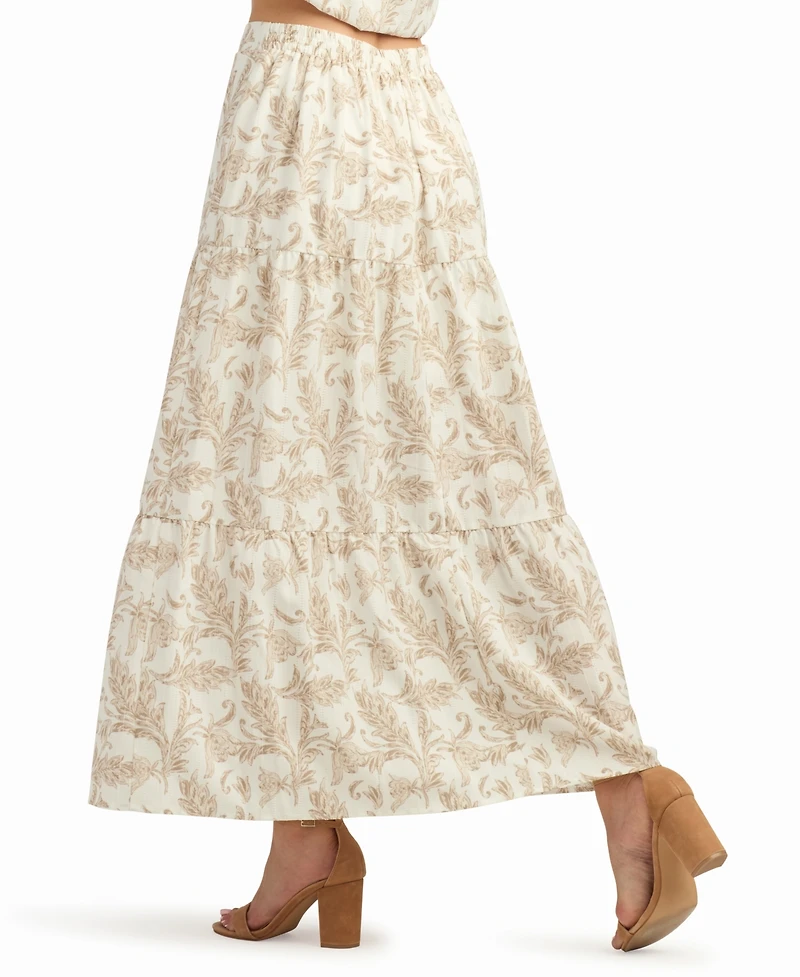 Bcx Women's Printed Heavy Dobby Tiered Skirt