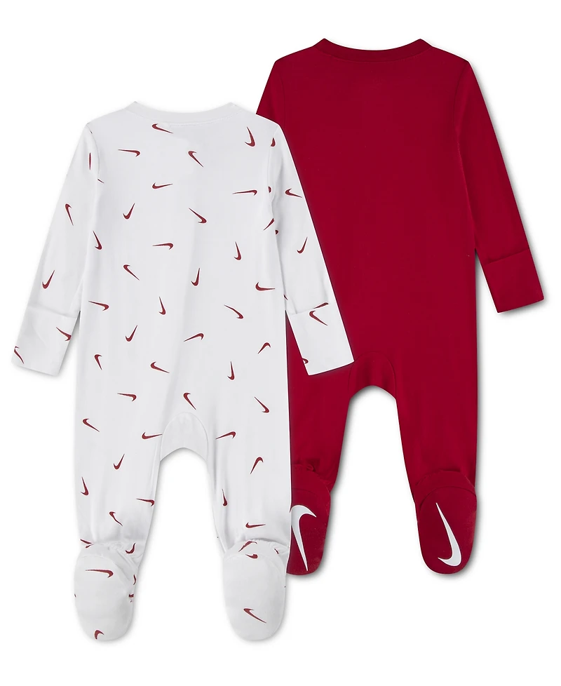 Nike Baby Essentials Viscose Long-Sleeve Footed Coveralls, 2 Pack