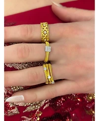 Suzy Levian New York Golden Helix Sterling Silver Cubic Zirconia Coil Three Row Twisted Ring