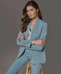 Donna Karan New York Petite Collarless Blazer Straight Leg Pants