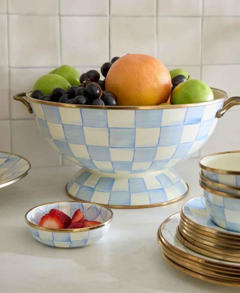 MacKenzie-Childs Sky Blue Check Everything Bowl