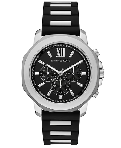 Michael Kors Men's Prescott Quartz Chronograph Black Silicone Watch, 44mm