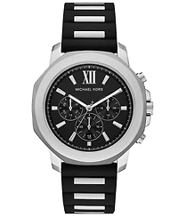 Michael Kors Men's Prescott Quartz Chronograph Black Silicone Watch, 44mm