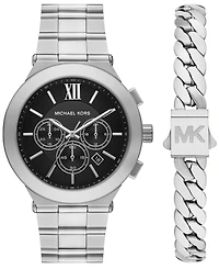 Michael Kors Men's Billie Quartz Chronograph Silver Stainless Steel Watch 44mm