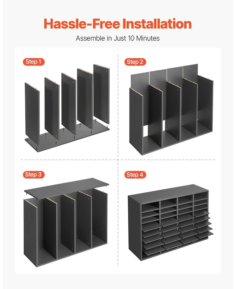 Sugift 36 Compartment Wooden Literature Organizer Mailbox for Office and Home Storage