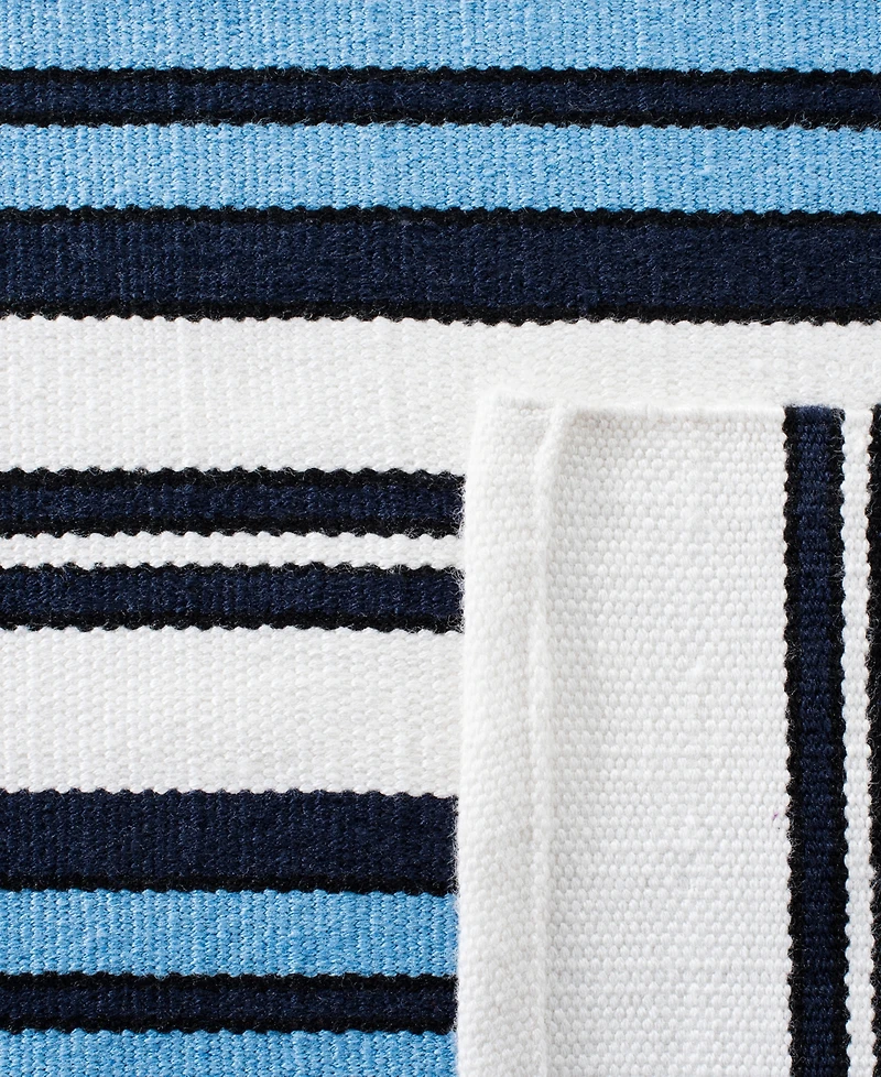 Lauren Ralph Lauren Leopold Stripe LRL2462B White and French Blue 4' X 6' Outdoor Area Rug