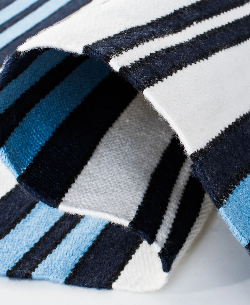 Lauren Ralph Lauren Leopold Stripe LRL2462B White and French Blue 5' X 8' Outdoor Area Rug