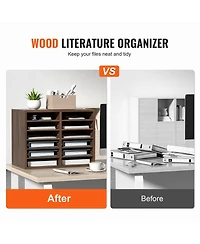 Sugift 12 Compartment Literature Organizer With Adjustable Shelves for Office and Home