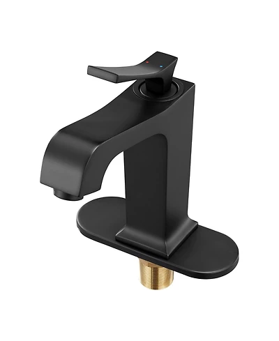 Busdays Waterfall Style Single Handle Sink Faucet with Push Button Drain for Kitchen Bathroom Rv Bar Sink Public Restroom