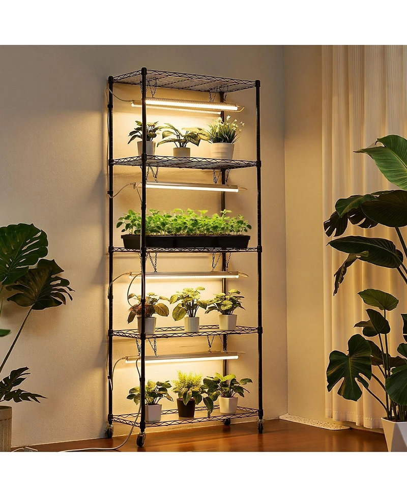 Sugift 5-Tier Indoor Plant Shelf with Grow Light 71 in Tall with Led Full Spectrum Lights