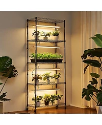 Sugift 5-Tier Indoor Plant Shelf with Grow Light 71 in Tall with Led Full Spectrum Lights