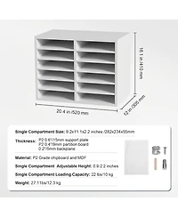 Sugift 12 Compartment Literature Organizer With Adjustable Shelves for Office and Mailrooms