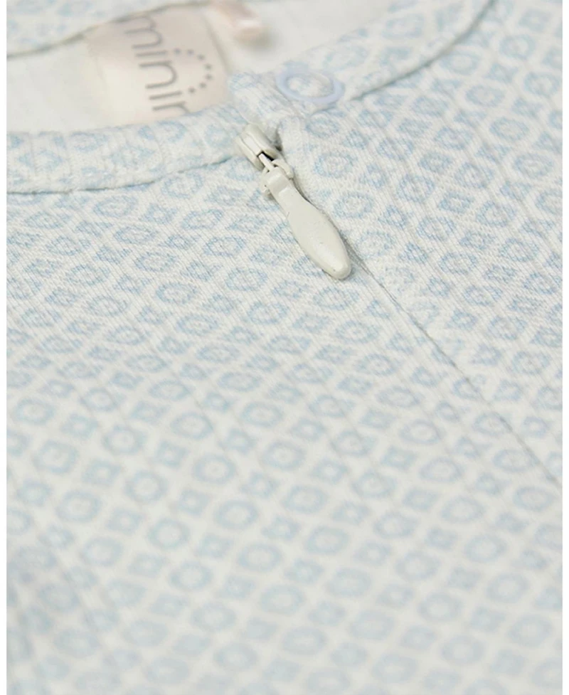 MeMoi Baby Girls Cotton Knit Zippered Footie with All-Over Abstract Pattern