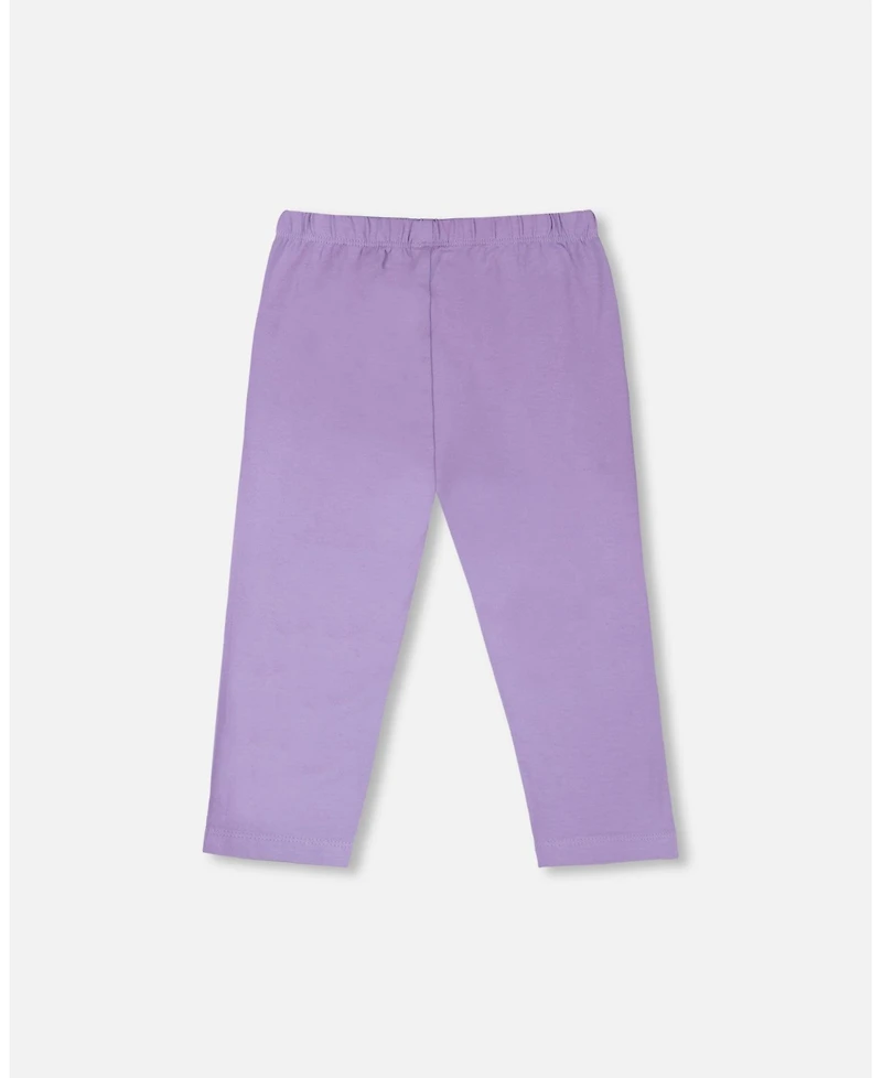 Deux par Deux Little Girls ganic Cotton Jersey Capri Mauve with Knee Screen Hearts Appliques