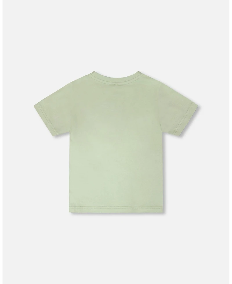 Deux par Deux Little Boys Cotton Jersey T-Shirt with Mountain Print Sage