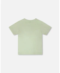 Deux par Deux Little Boys Cotton Jersey T-Shirt with Mountain Print Sage