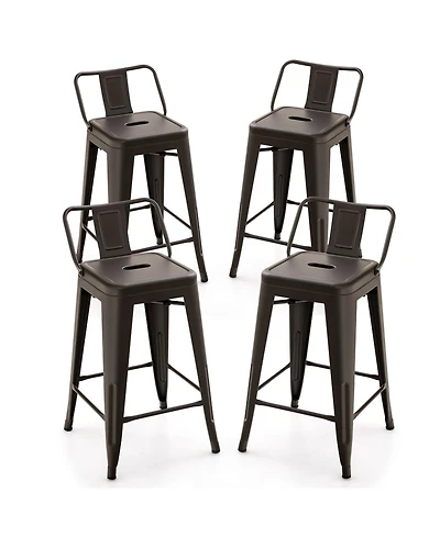 Gouun 24 in Metal Counter Height Stackable Chair Set of 4 with Removable Back and Footrest