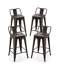 Gouun 24 in Metal Counter Height Stackable Chair Set of 4 with Removable Back and Footrest