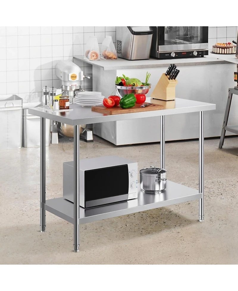 Sugift Stainless Steel Prep Table 24 x 48 x 34 in 800 lbs Capacity for Commercial Use