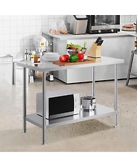 Sugift Stainless Steel Prep Table 24 x 48 x 34 in 800 lbs Capacity for Commercial Use