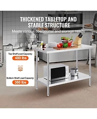 Sugift Heavy Duty Stainless Steel Work Table 24 x 48 x 36 in for Restaurant and Home Use