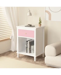 sumyeg Wooden Nightstand with One Drawer and Shelf