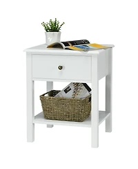sumyeg Nightstand End Table with Drawer and Shelf