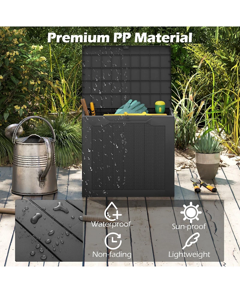 Slickblue Outdoor Storage Box 25 Gallon Deck with Lockable Lid and Wicker-woven