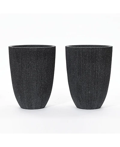 LuxenHome 2-Piece Tall Tapered Round Plastic Planters Set