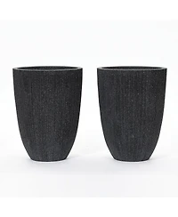 LuxenHome 2-Piece Tall Tapered Round Plastic Planters Set