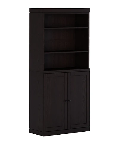 Palace Imports Premium 100% Solid European Oak Hardwood 6-Shelf Modular Bookcase with Bottom Shaker Doors.