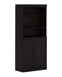Palace Imports Premium 100% Solid European Oak Hardwood 6-Shelf Modular Bookcase with Bottom Shaker Doors.