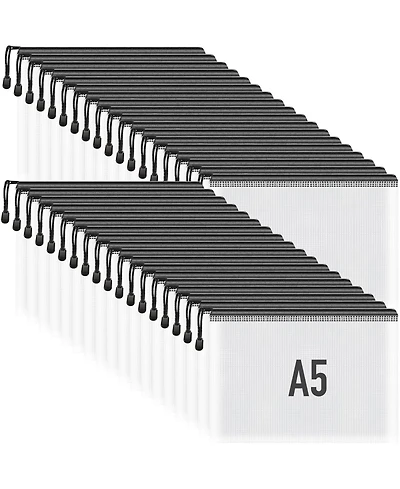 Gnuadz 36 packs Mesh Zipper Pouch Bags for Office Travel Storage A5