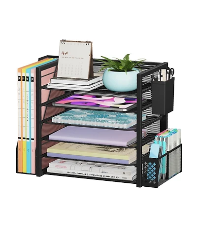 Gnuadz 6 Tier Desk File Organizer Letter Tray Pen Holder