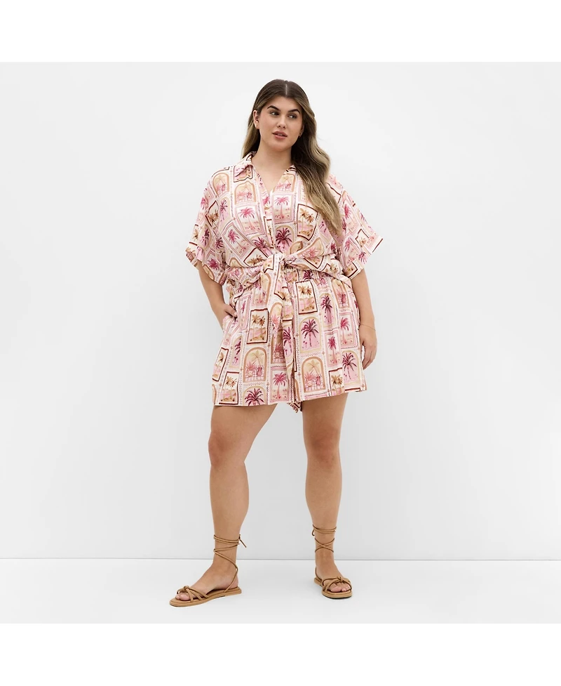 City Chic Women's Postcard Soiree Print Short