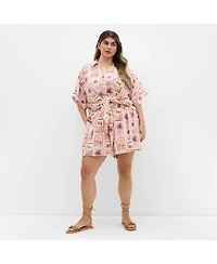 City Chic Women's Postcard Soiree Print Short