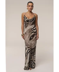 Jluxlabel Women's Zebra Print Infinite Journey Maxi Dress