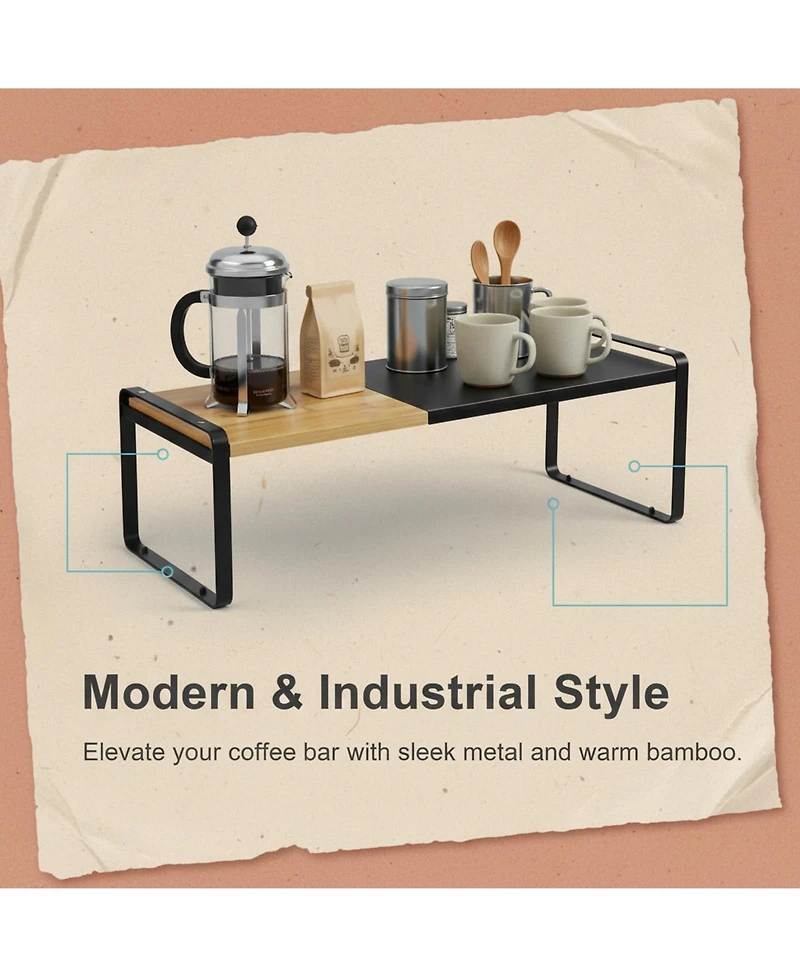 Yigii Expandable Stackable Cabinet Shelf Organizer Anti-slip Kitchen Pantry Closet Shoe Storage Adjustable