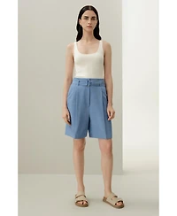 Lilysilk Women's Silk Linen Belted Shorts